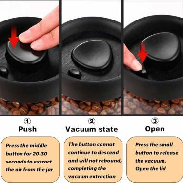 Airtight Borosilicate Glass Coffee Bean Canister – Smoke Gray Push-Button Seal Manufacturers, Suppliers in Delhi