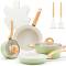 Avocado Ceramic Kitchen Cookware Set with Bakelite Handles Dishwasher Safe Manufacturers, Suppliers in Ajmer
