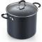 Black Hard Anodized Non Stick Stock Pot Tempered Glass Lid, Aluminum Build, Induction and Gas Compatible Manufacturers, Suppliers in Delhi