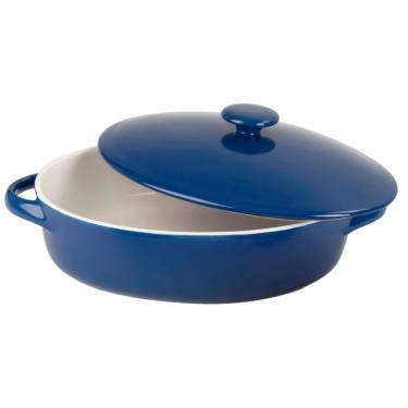 Blue Stoneware Casserole – Round Polished Finish Oven & Microwave Safe with Glass Lid Manufacturers, Suppliers in Delhi