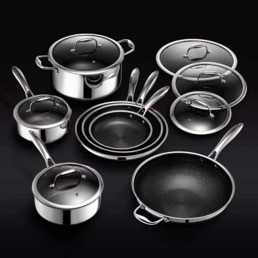 Classic Stainless Steel Cookware Set with Glass Pot Covers and Nonstick Coating Manufacturers, Suppliers in Delhi