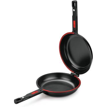 Dishwasher Safe Black Double Frying Pan Aluminum Construction, Smooth Induction and Gas Ready Manufacturers, Suppliers in Delhi