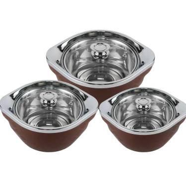 Double-Wall Insulated Casserole Set – Plastic Outer Stainless Steel Inner & Glass Lid Manufacturers, Suppliers in Delhi
