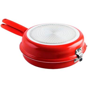 Durable Red Alloy Steel Double Frying Pan Smooth Surface Induction Stovetop Compatible Manufacturers, Suppliers in Delhi