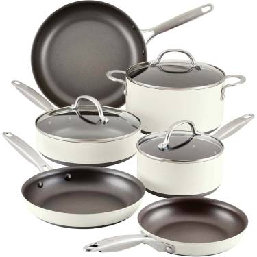 Elegant Cream Hard Anodized Cookware Set Oven Safe, Non-Stick, Gas and Electric Stovetop Compatible Manufacturers, Suppliers in Delhi
