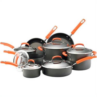 Elegant Orange Hard Anodized Cookware Set Gas Stovetop Safe, Durable Plastic Handles for Easy Handling Manufacturers, Suppliers in Delhi