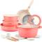 Elegant Pink Nonstick Induction Cookware Set with Sturdy Bakelite Handles and Silicone Closure Manufacturers, Suppliers in Sonipat