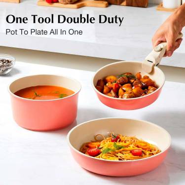Elegant Pink Nonstick Induction Cookware Set with Sturdy Bakelite Handles and Silicone Closure Manufacturers, Suppliers in Sonipat