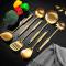Gold Stainless Steel Cooking Utensils Set Includes Spatula, Ladle, Skimmer and More, Rust-Resistant Manufacturers, Suppliers in Delhi