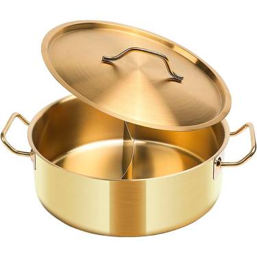 Golden Stainless Steel Hot Pot with Polished Dual-Sided Design Multipurpose Cookware for Gas Manufacturers, Suppliers in Delhi