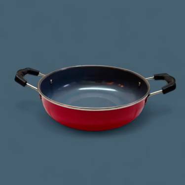 Iron Non Stick Kadhai with Strong and Comfortable Grip in Vibrant Red for Even Heat Distribution Manufacturers, Suppliers in Delhi