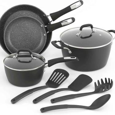 Modern Black Nonstick Aluminum Cookware Set Oven and Induction Safe, Easy-Clean Dishwasher Friendly Manufacturers, Suppliers in Delhi