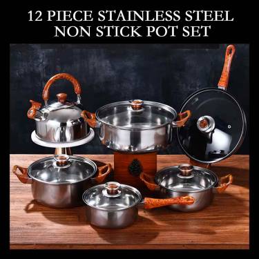 Modern Design Nonstick Cookware Set Stainless Steel Metal Sustainable and Stocked Manufacturers, Suppliers in Delhi