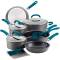 Modern Hard Anodized Cookware Set Collection with Teal Handles, Nonstick, Gas and Electric Stovetop Ready Manufacturers, Suppliers in Delhi