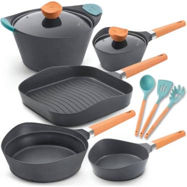 Premium Pfoa-Free Aluminum Non-Stick Cookware Set in Slate Gray with Durable Bakelite Manufacturers, Suppliers in Delhi