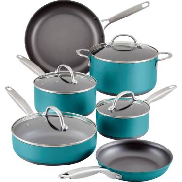 Premium Teal Hard Anodized Cookware Set Non-Stick, Oven Safe, Gas Stovetop Compatible with Glass Lids Manufacturers, Suppliers in Delhi