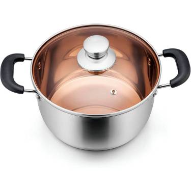 Professional Copper Core Stainless Steel Stock Pots Heat-Resistant Handles, Steam Vent Lid, and Oven-Safe Manufacturers, Suppliers in Delhi