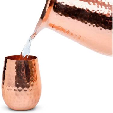 Pure Copper Water Pitcher with Lid & Tumblers – 70 oz Round Design Manufacturers, Suppliers in Delhi