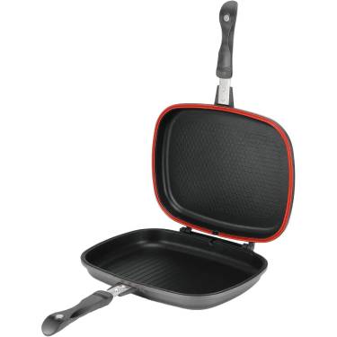 Rectangular Black Nonstick Double Frying Pan Gas and Electric Coil Compatible, Premium Aluminum Build Manufacturers, Suppliers in Delhi