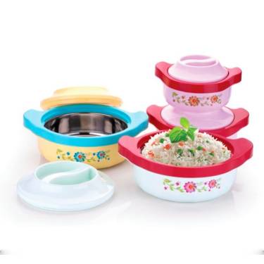 Red Floral Design Plastic Casserole – 2L BPA-Free & Spill-Proof Manufacturers, Suppliers in Delhi