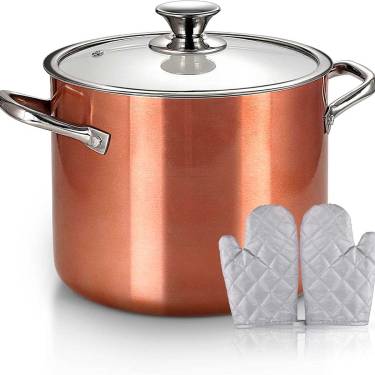 Rose Gold Ceramic-Coated Non Stick Stock Pot Interior, Induction, Gas and Electric Compatible Manufacturers, Suppliers in Delhi