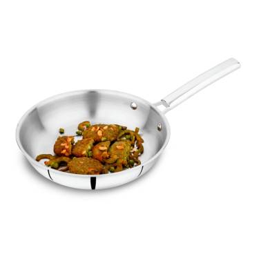 Scratch Resistant Silver Stainless Steel Pan Induction, Gas and Electric Stovetop Compatible Manufacturers, Suppliers in Sonipat