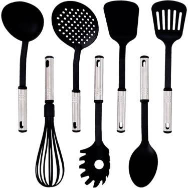 Silicone and Stainless Steel Kitchen Utensils and Black with Silver Handles High Heat Resistant Manufacturers, Suppliers in Delhi