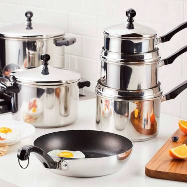 Silver Stainless Steel Cookware with Classic Design and Dishwasher Safe Material Manufacturers, Suppliers in Delhi