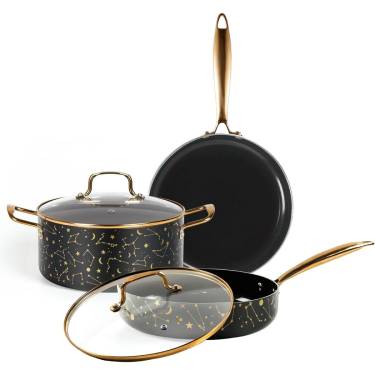 Stylish and Functional Black Ceramic Non Stick Cookware Set – Perfect for Home and Stainless Steel Handles Manufacturers, Suppliers in Delhi