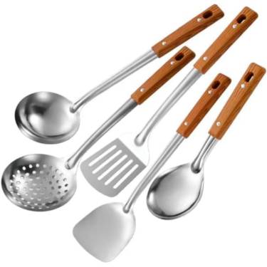 Stylish and Sturdy Stainless Steel Kitchen Utensils Set Handcrafted Wooden Handles for Comfort Grip Manufacturers, Suppliers in Delhi