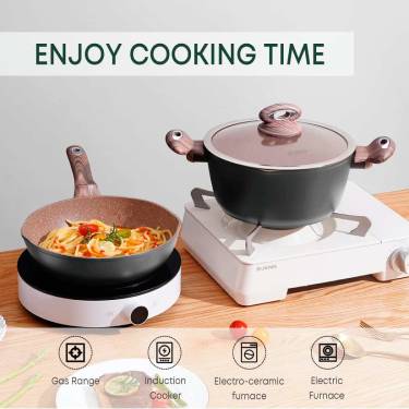 Superior Brown Granite Non Stick Cookware Set with Glass Lids – Easy to Clean and Highly Durable Manufacturers, Suppliers in Delhi