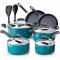 Turquoise Aluminum Induction Cookware Set with Ergonomic Plastic and Stainless Steel Handles Manufacturers, Suppliers in Sonipat
