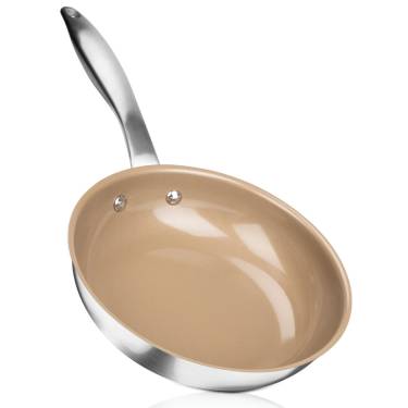 Versatile Stainless Steel Frying Pan Beige Ceramic Nonstick, Stovetop and Oven Compatible Manufacturers, Suppliers in Sonipat