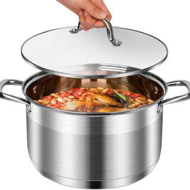 Versatile Stainless Steel Stock Pot Heavy-Duty Design, Glass Lid, Induction and Halogen Compatible Manufacturers, Suppliers in Delhi