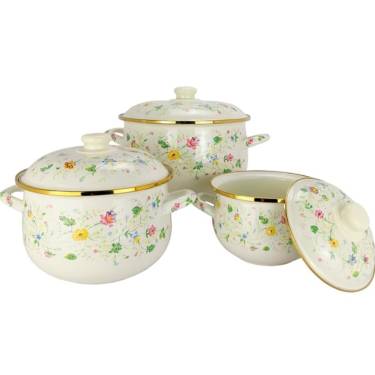 White Enamel Cookware Set – 3 Pots with Lids Scratch & Chip Resistant Manufacturers, Suppliers in Delhi